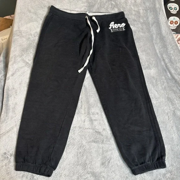 Y2K Aeropostale Lowrise Jogger Sweatpants Women's Large Black Phys Ed 2000s‎ - Picture 4 of 7